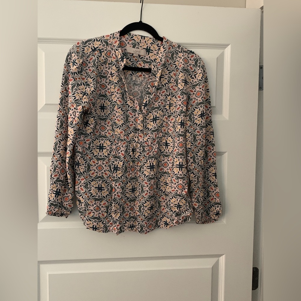 Pink mosaic loft blouse